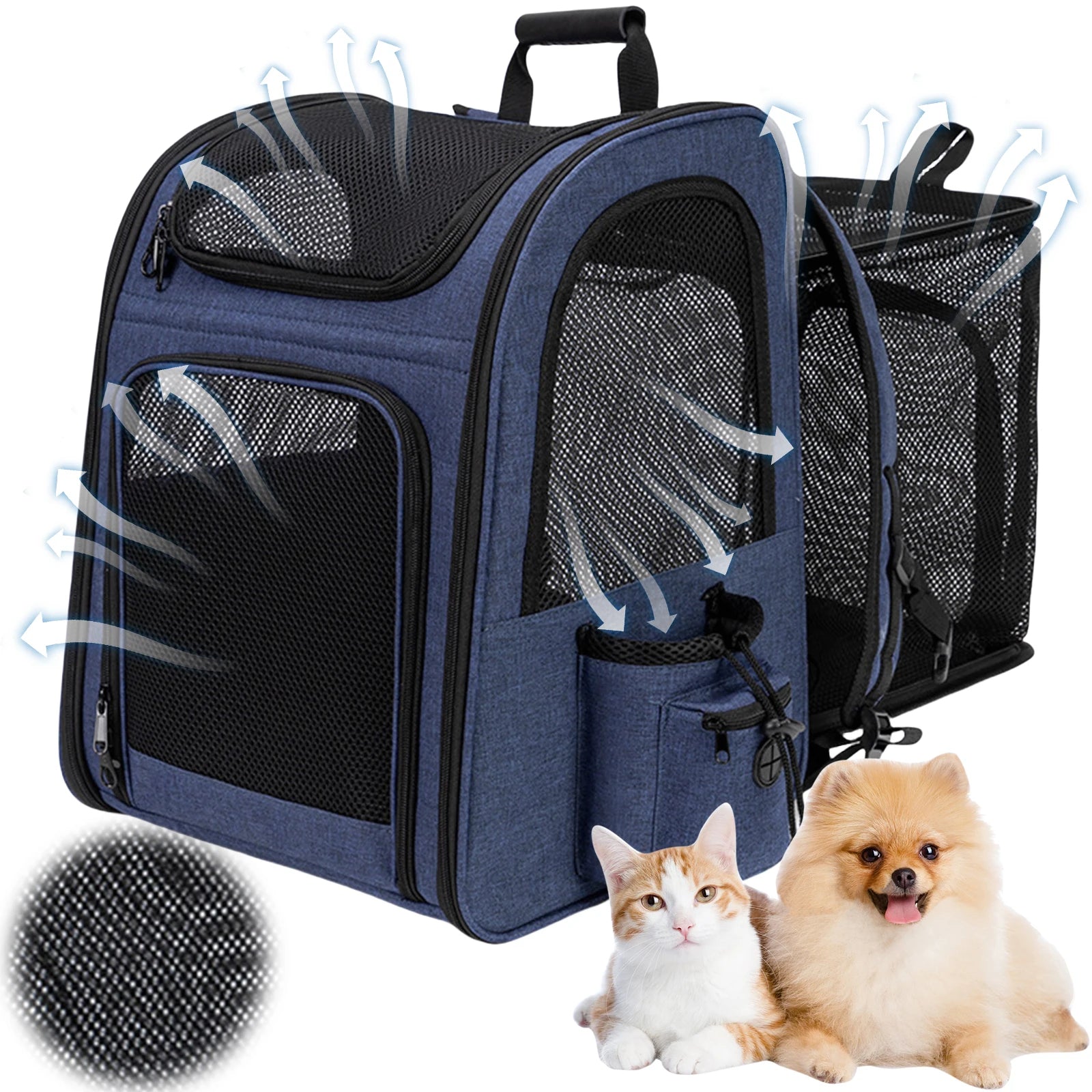 Expandable Pet Carrier Backpack – Breathable Travel Backpack for Cats & Small Dogs