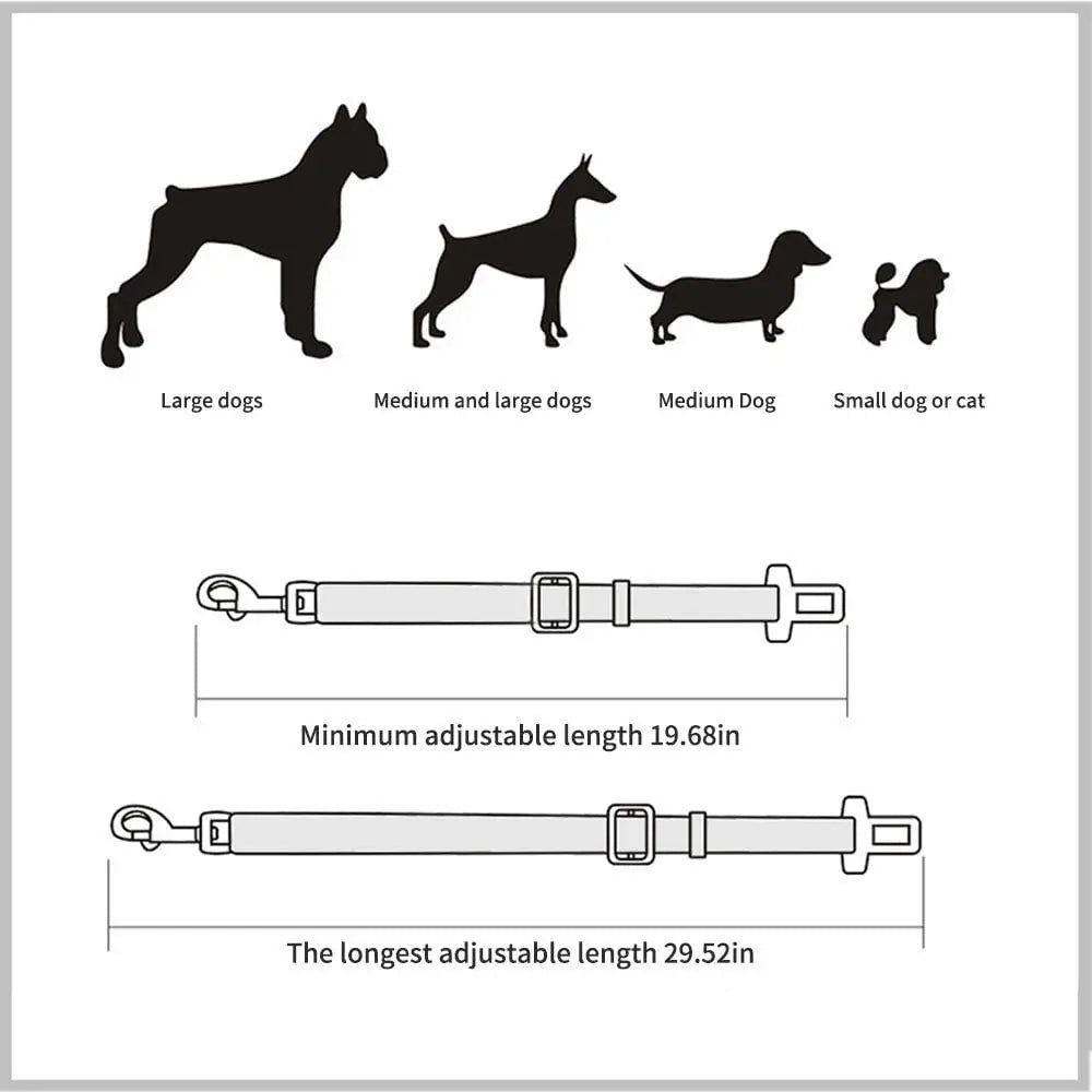 Adjustable Dog Car Seat Belt Safety Lead Clip for Pets Secure Travel Harness