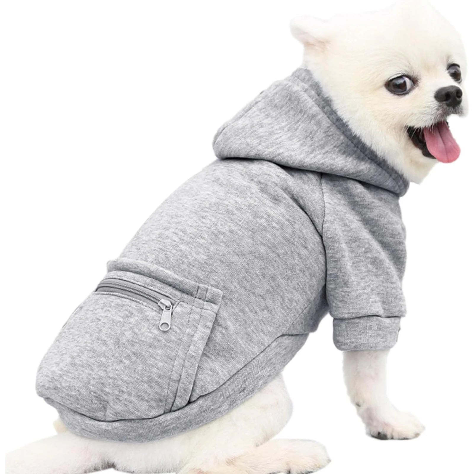Dog Hoodie with Pocket Warm Fleece Zipper Jacket for Small Medium Dogs