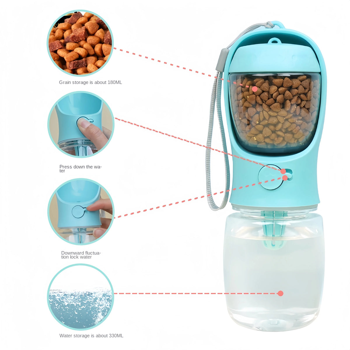 Portable Dog Water Bottle & Food Storage Container