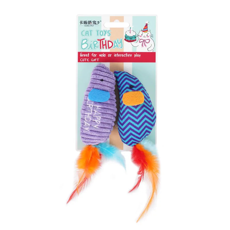 Catnip Feather Mouse Cat Toy (2 Pack) | Bark&Whiskers