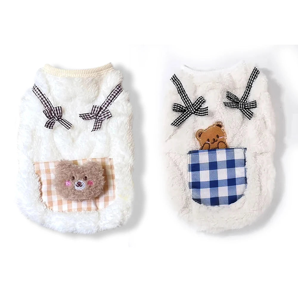 Cozy Plush Pet Vest Warm Fleece Sleeveless Coat for Small Dogs and Cats Winter Outfit