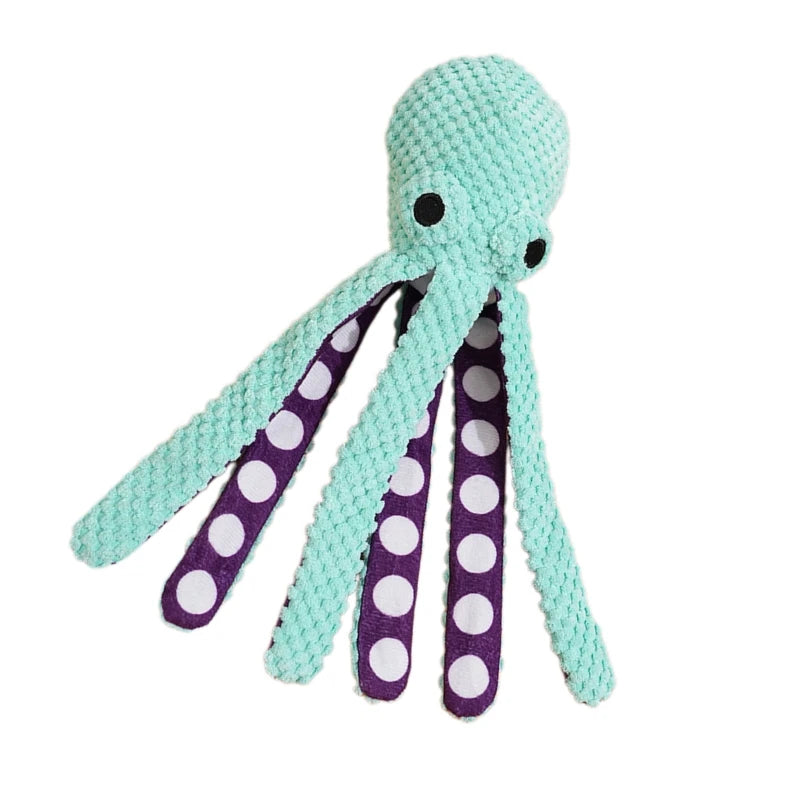 Squeaky Octopus Dog Toy Soft Plush Interactive Chew Toy for Puppies Dental Training