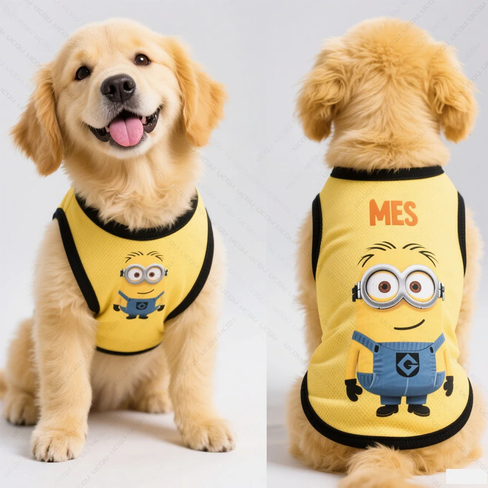 Minions Dog Vest Breathable Summer Pet Shirt Lightweight Sleeveless Dog Clothing.