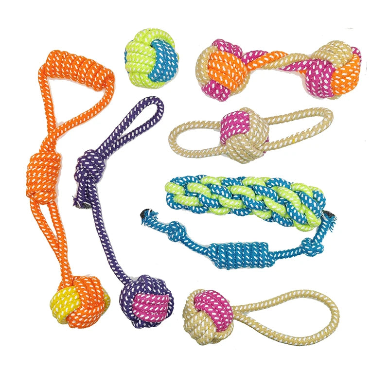 Cotton Rope Dog Chew Toy Interactive Dental Cleaning Toy for Small Medium Large Dogs