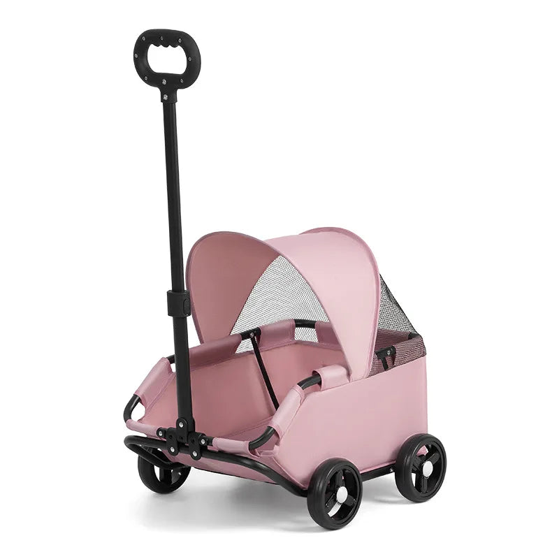 Pet Stroller with Sun Cover 4 Wheel Breathable Travel Carrier for Small and Medium Dogs Easy Entry Design