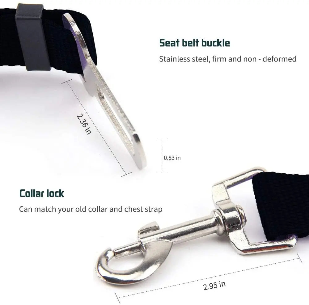 Adjustable Dog Car Seat Belt Safety Lead Clip for Pets Secure Travel Harness