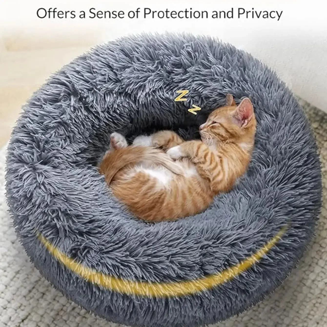 Calming Plush Dog Bed | Ultra Soft Round Washable Pet Bed UK