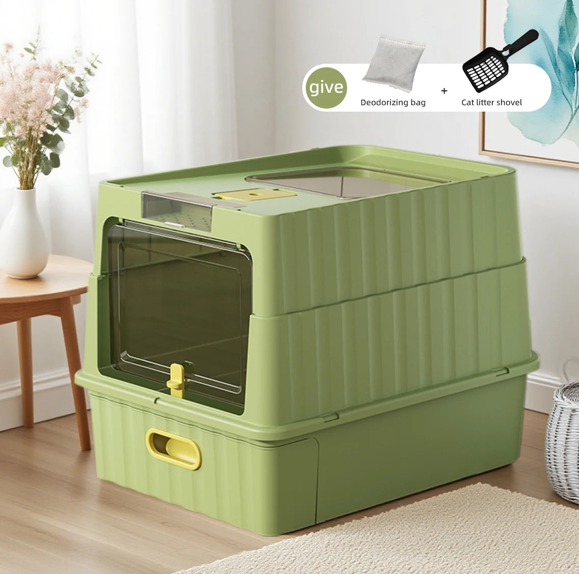 Extra Large Enclosed Cat Litter Box Anti Splash Easy Clean Odor Control Cat Toilet