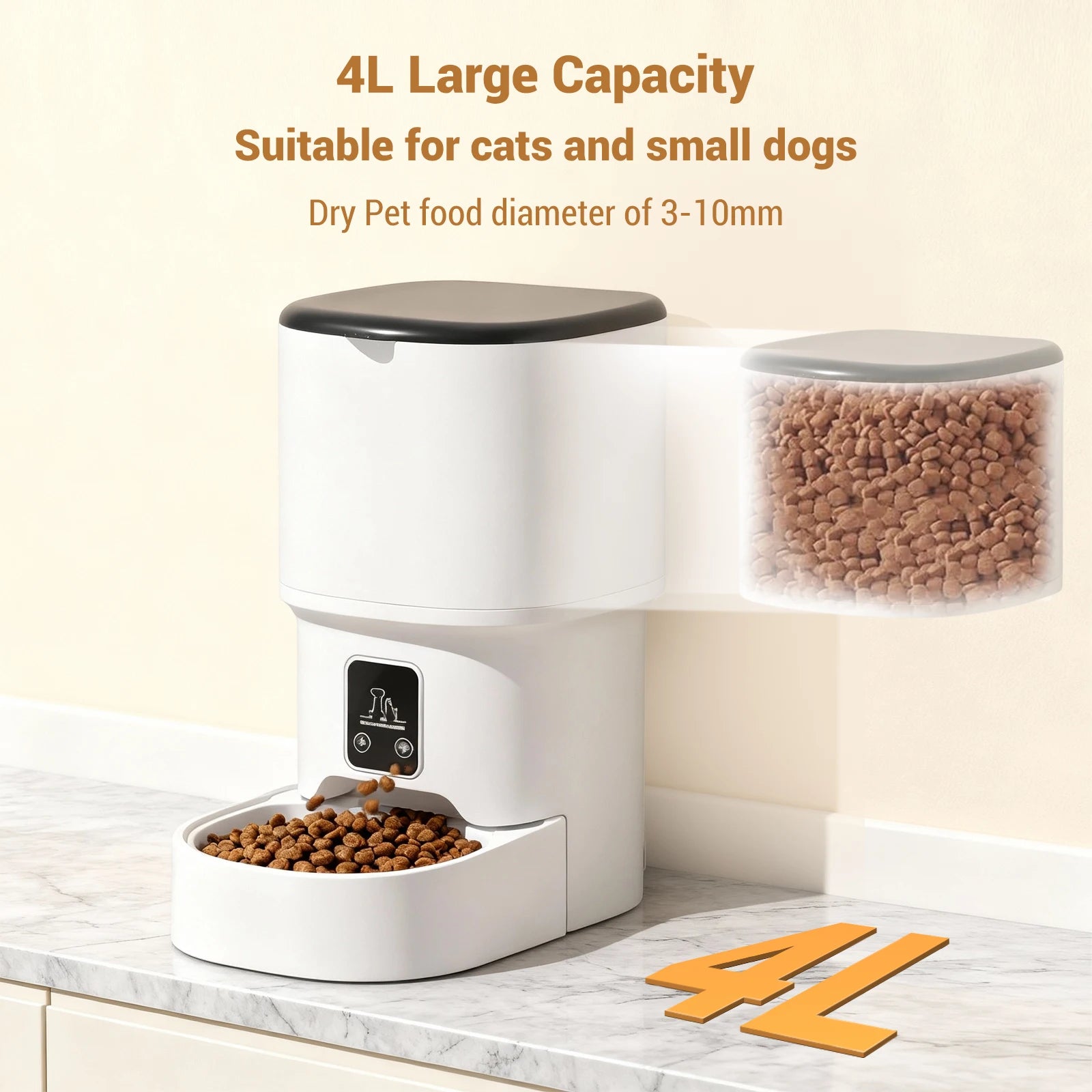 4L Automatic Pet Feeder with Timer | Cat & Dog Food Dispenser