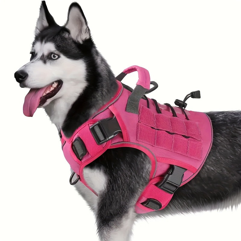 Tactical Dog Harness with Handle – Adjustable No-Pull Service Vest with Hook & Loop Panels