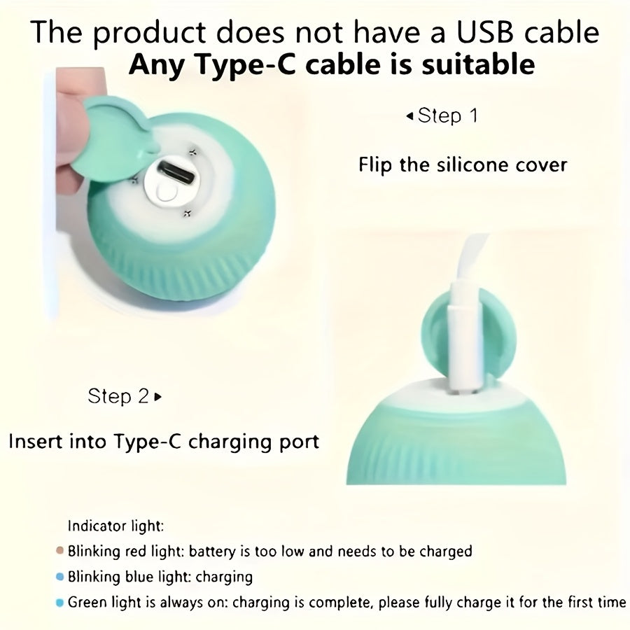 Smart Self-Moving Interactive Cat Ball – USB Rechargeable