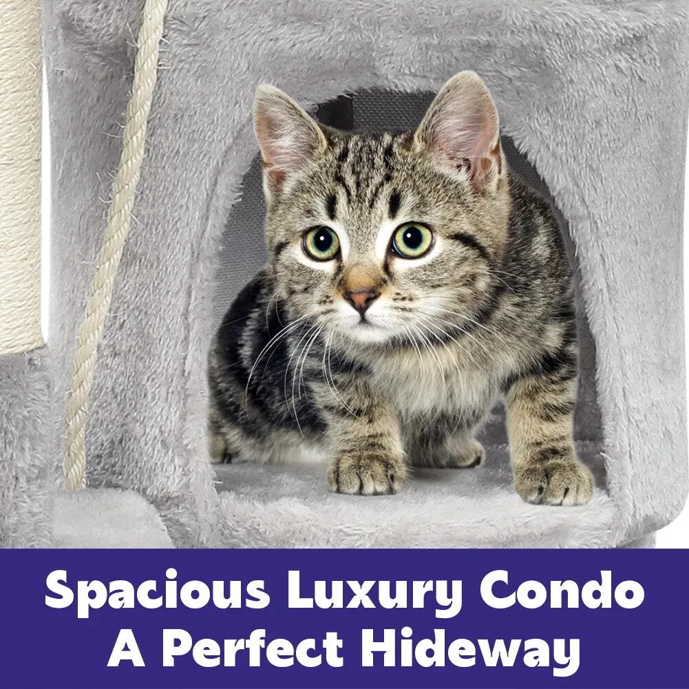 VertiLuxe Premium Multi-Level Cat Tree with Hammock, Hideouts & Scratching Posts